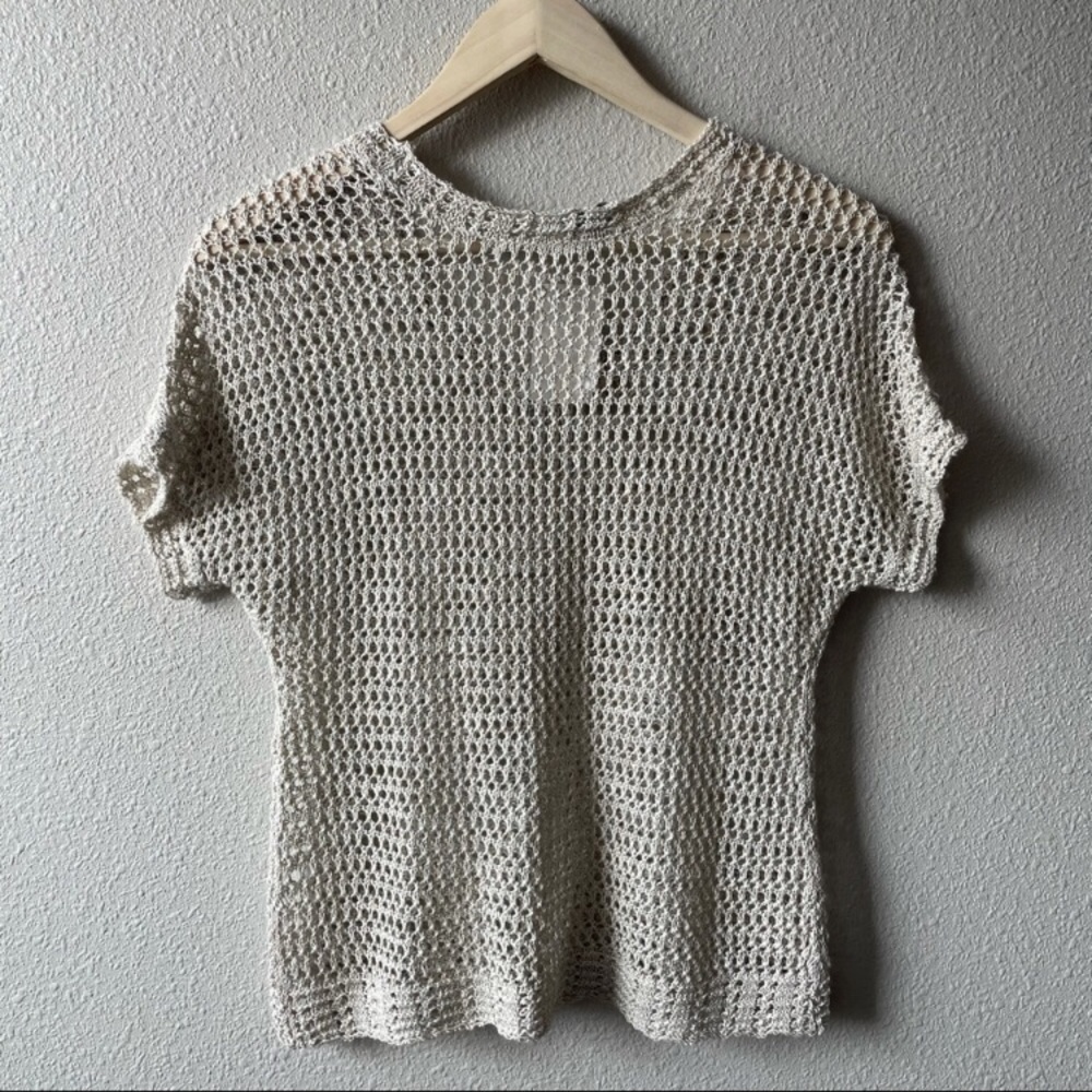 🦋 JOIE NWT Crochet Knit Short Sleeve Top in Cream Small